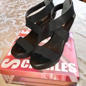 Charels David Black Wedge Sandal